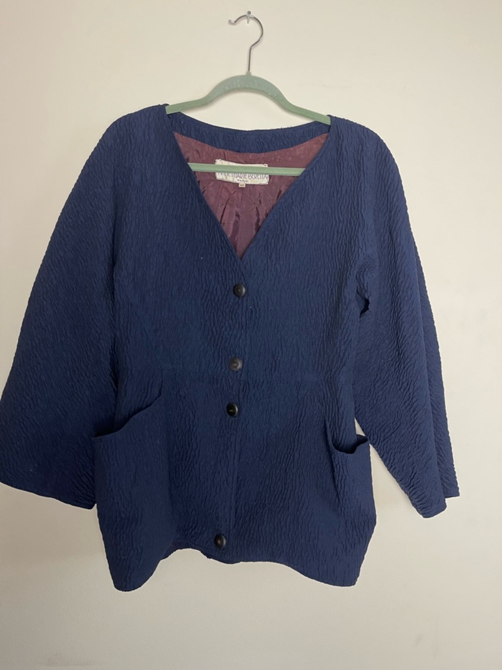 Anne Marie Navy Textured Button-Front Jacket - Picture 8 of 8